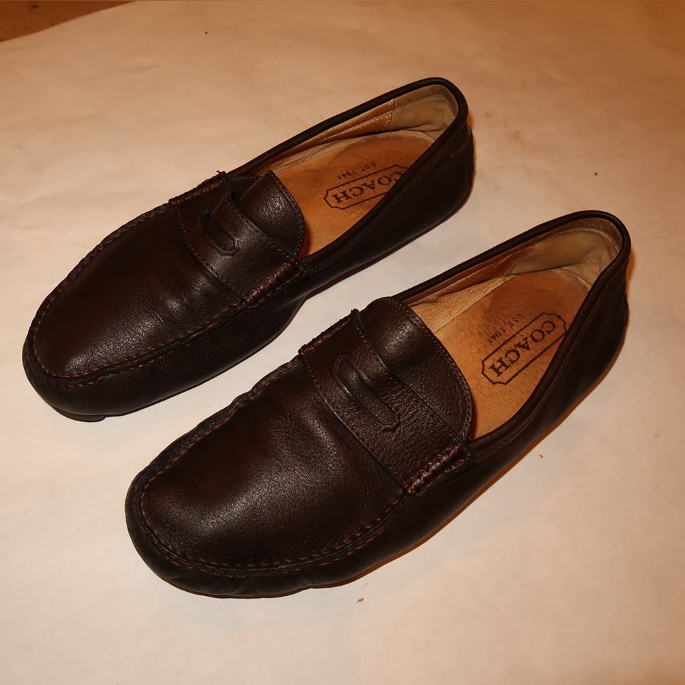 COACH Men's Neal Pebbled Brown Leather Driving Loafers Size 11M